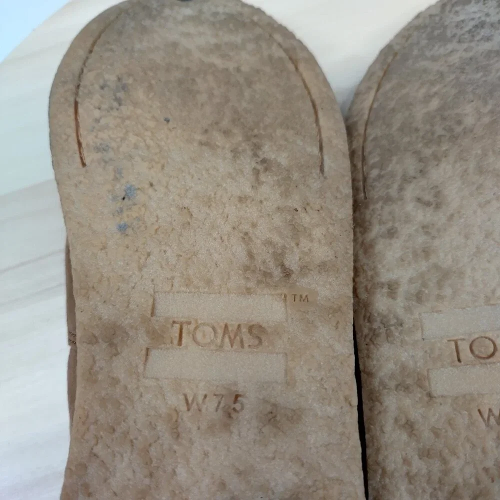 Toms Alpargata Crepe Toffee Tan Microfiber Slip-on Flats Women US 7.5
